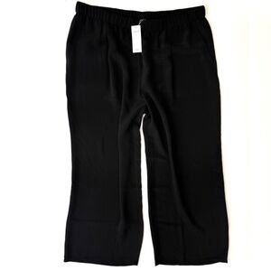Eileen Fisher Nwt High Waisted Wide Full Length 100% Silk Black Pant Pants